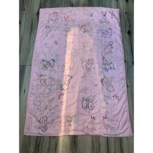 Vintage Handmade Girl Baby Hand-stitched Embroidered Pink Check Plaid Back Anima